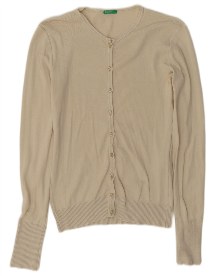 Maglione cardigan oversize da donna Benetton UK 10 piccolo cotone beige