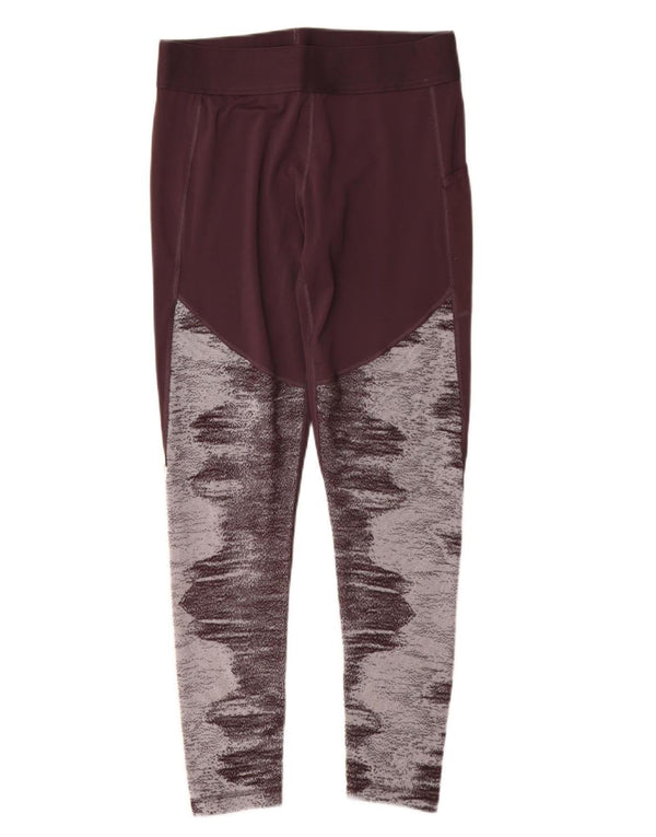 ADIDAS Womens Aeroready Leggings UK 12/14 Medium Burgundy Colourblock