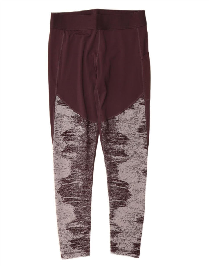 Leggings ADIDAS Aeroready da donna UK 12/14 Colorblock medio bordeaux