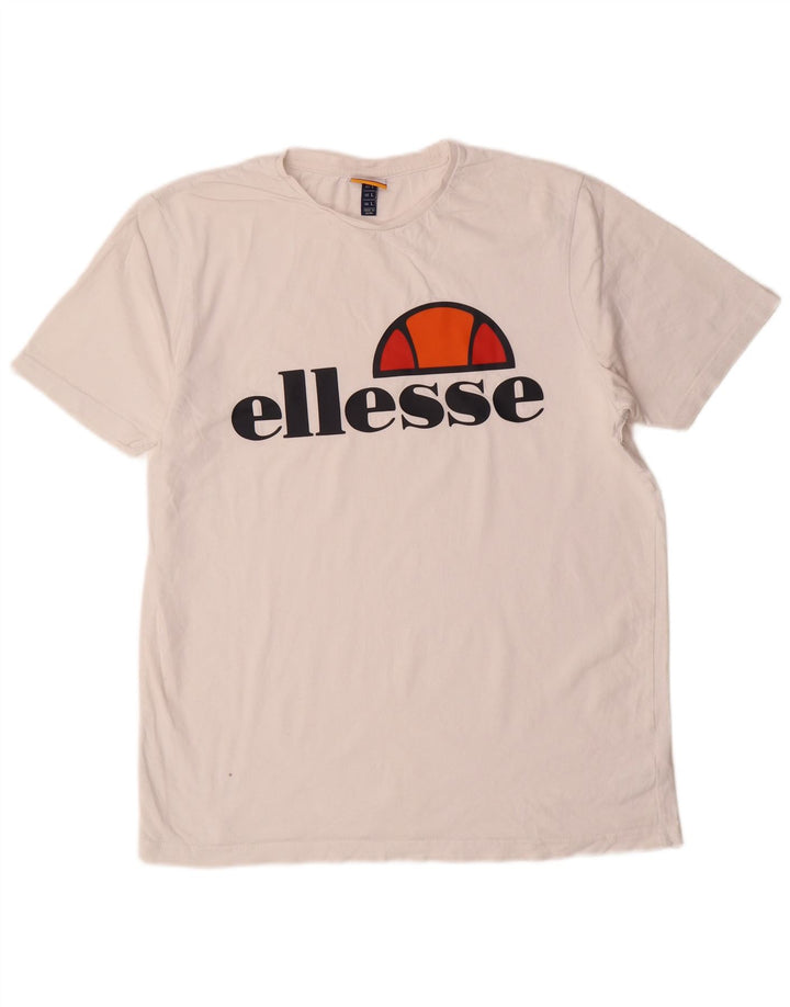 ELLESSE T-shirt grafica da uomo grande in cotone bianco