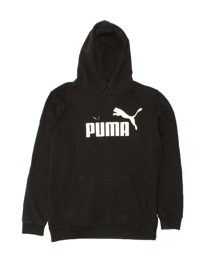 PUMA Mens Graphic Hoodie Jumper Medium Black Cotton Vintage Puma and Second-Hand Puma from Messina Hembry 