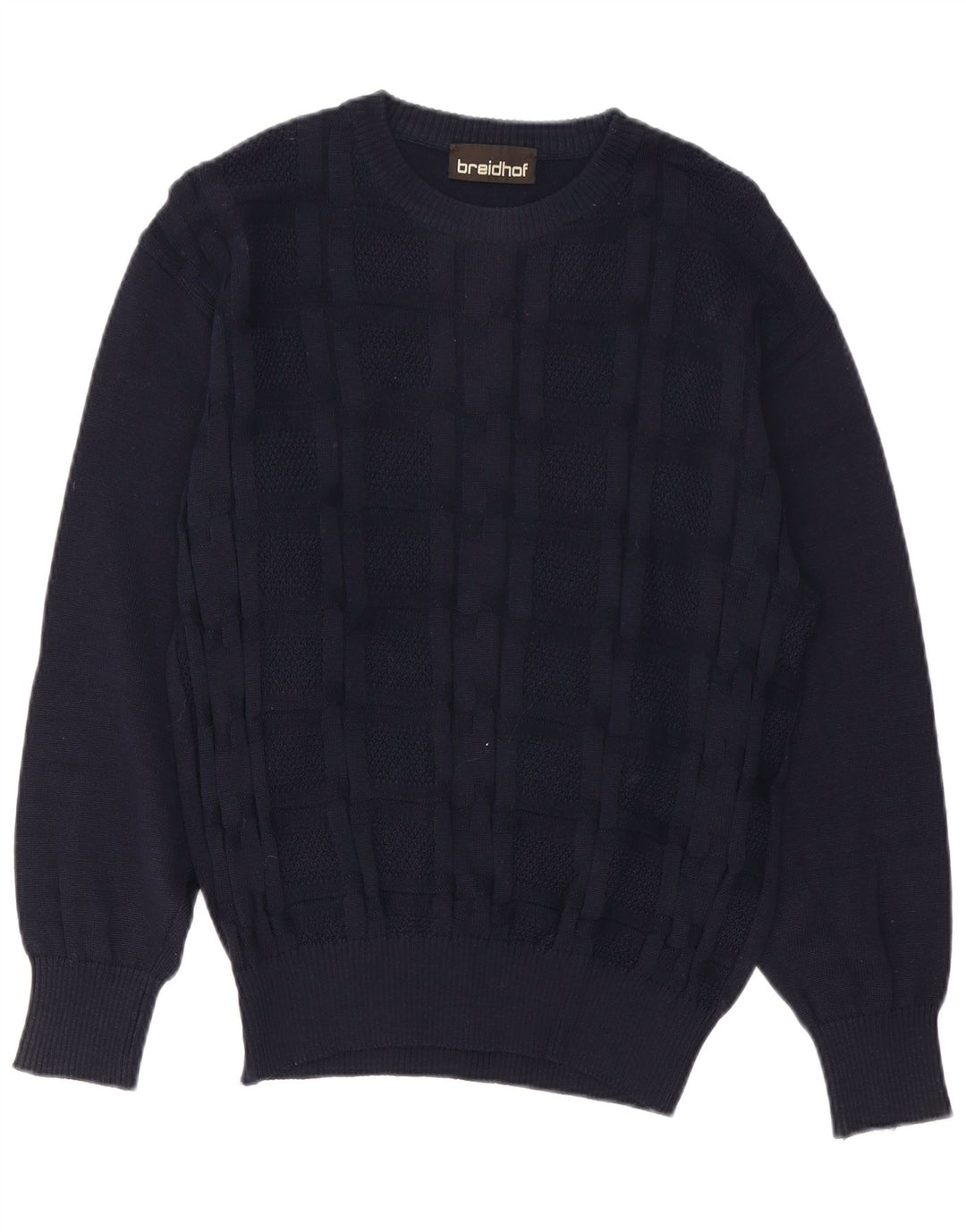 Maglione maglione girocollo da uomo Breidhof IT 50 medio blu navy in lana vergine