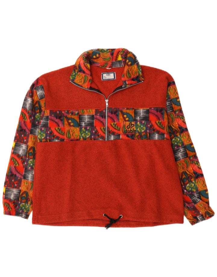 Maglione in pile da uomo con zip e collo Dubin, grande rosso geometrico