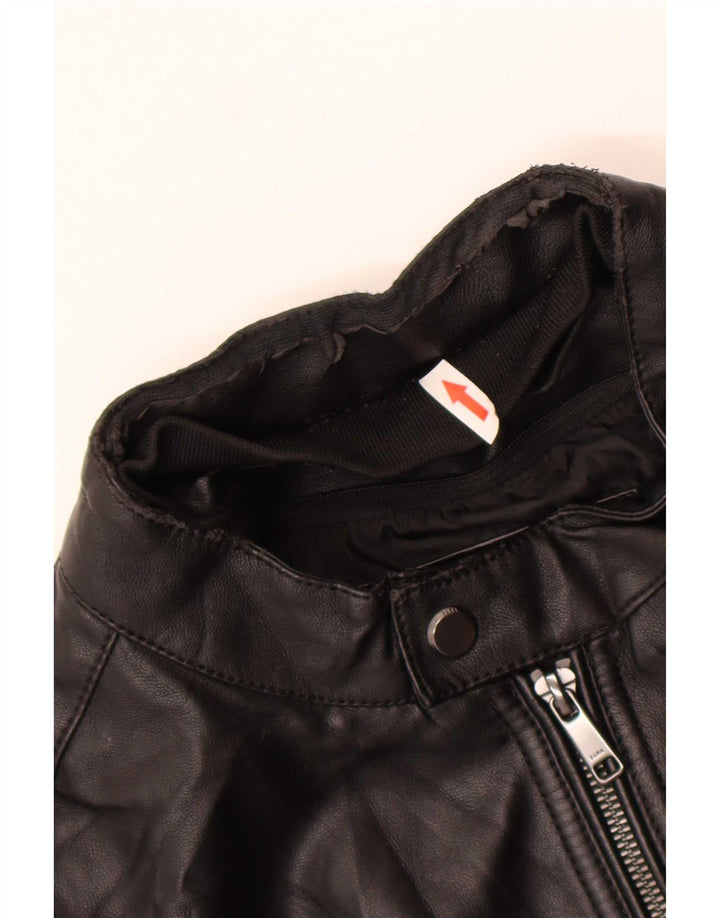 Giubbotto bomber da uomo in ecopelle Zara UK 40 grande poliestere nero