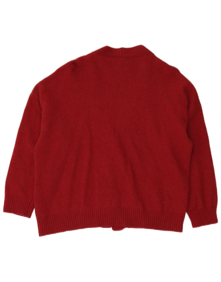 Maglione cardigan oversize da donna Benetton UK 14 Lana a righe rosse medie
