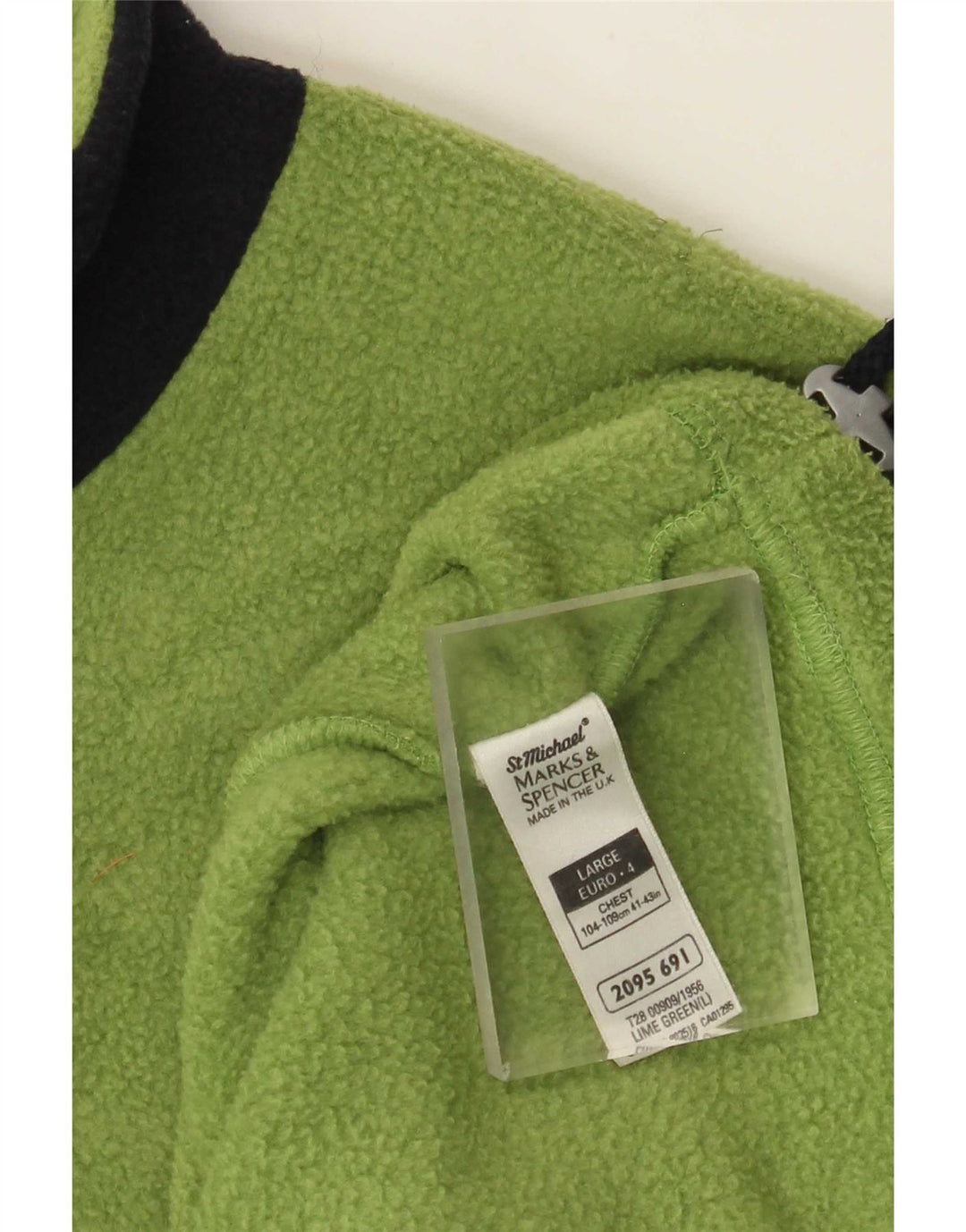 Maglione in pile da uomo Marks & Spencer con zip e collo grande color block verde