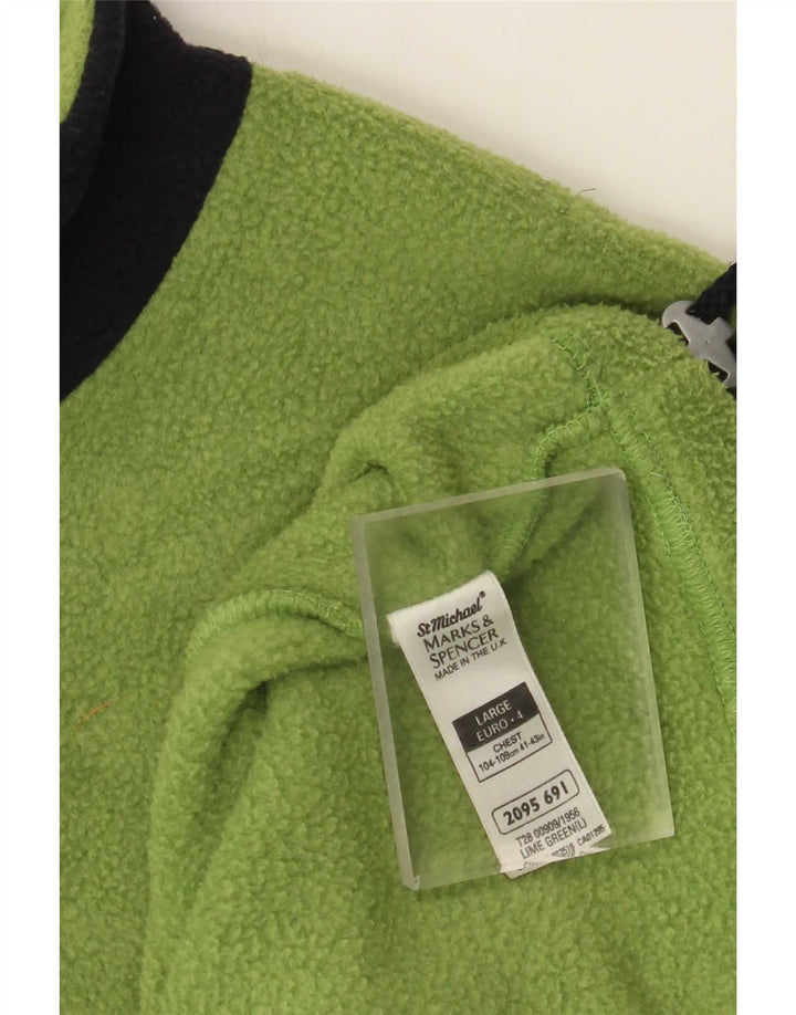Maglione in pile da uomo Marks & Spencer con zip e collo grande color block verde