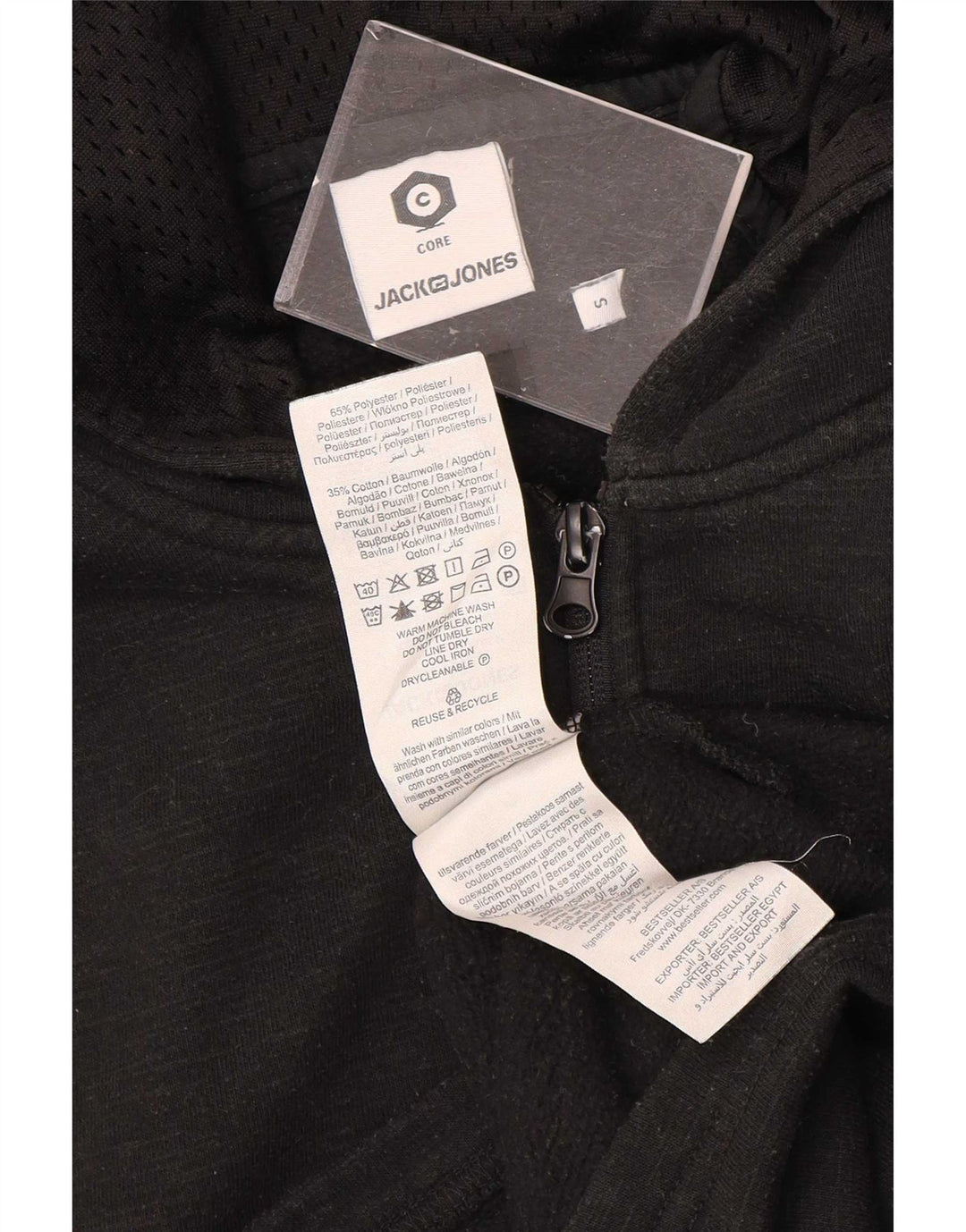 Jack & Jones - Maglione con cappuccio e zip da uomo, piccolo, in poliestere grigio