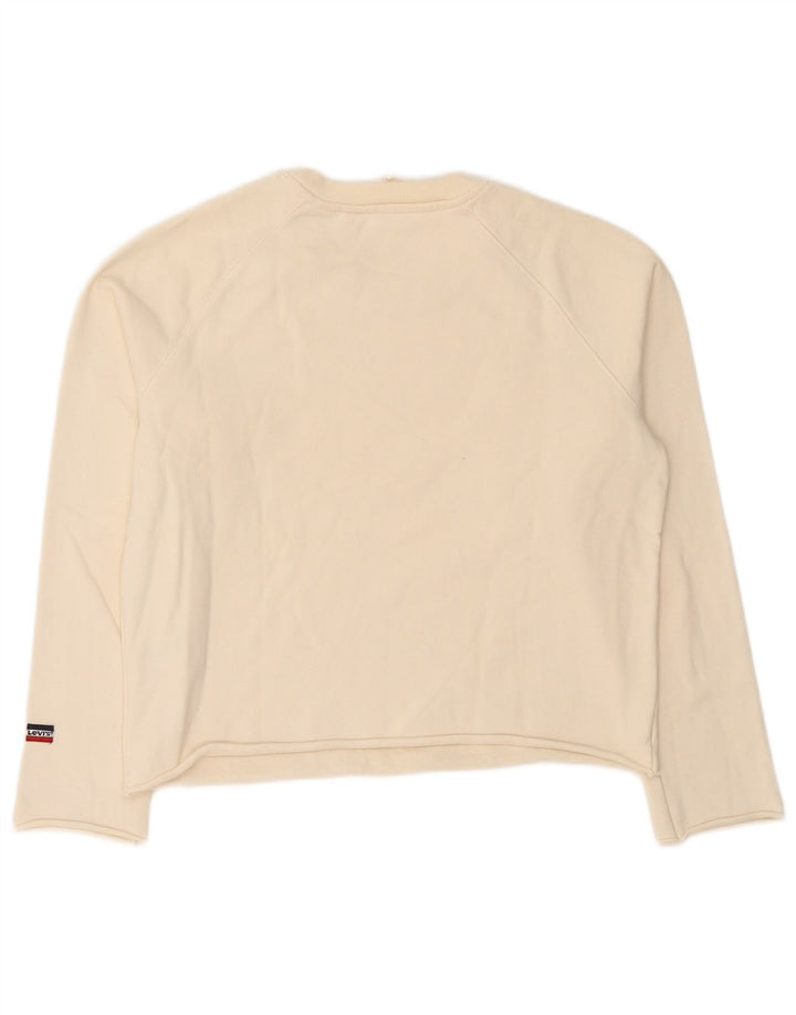 Levi's Felpa con grafica da donna Maglione UK 16 Large Cotone bianco sporco