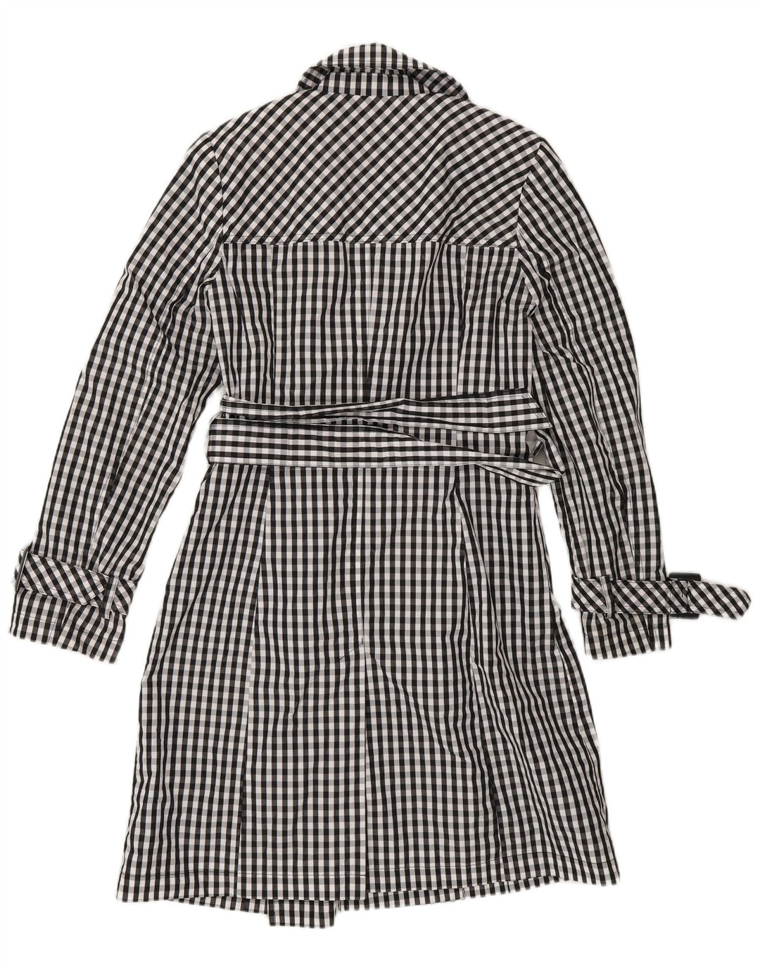 Trench da donna Laura Ashley UK 10 piccolo policloruro a quadretti blu navy