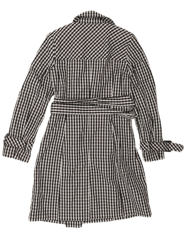 Trench da donna Laura Ashley UK 10 piccolo policloruro a quadretti blu navy