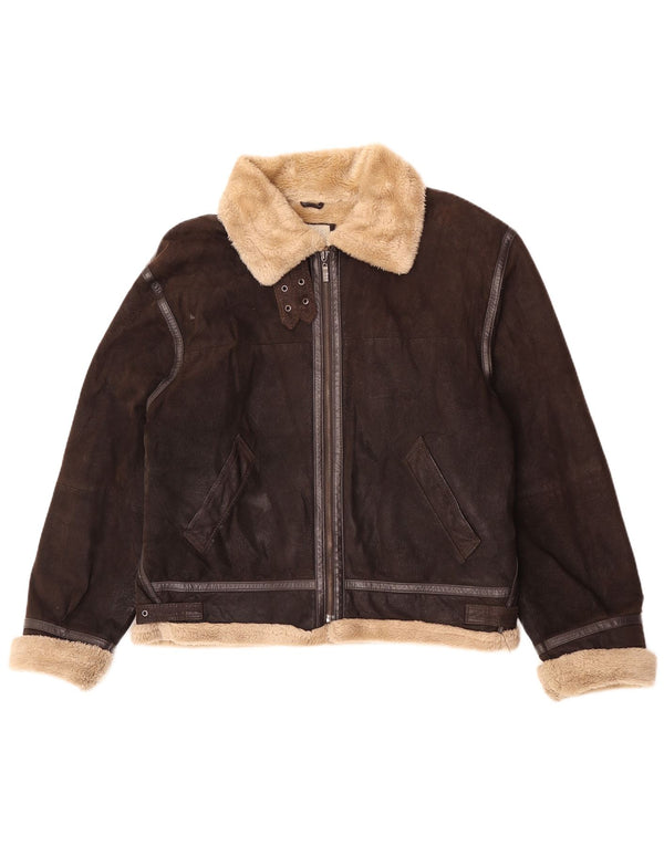 Giacca in pelle Sherpa da uomo Conbipel UK 40 grande marrone