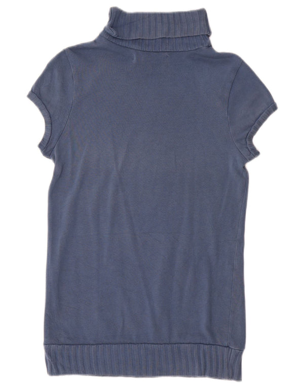 Maglione Zara da donna a maniche corte con collo alto, UK 14, grande, blu