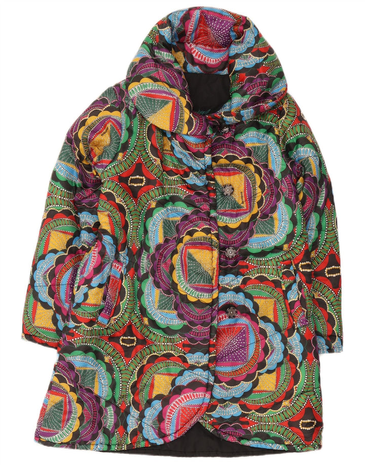 Desigual Giacca imbottita da donna UK 10 Small Poliestere geometrico multicolore