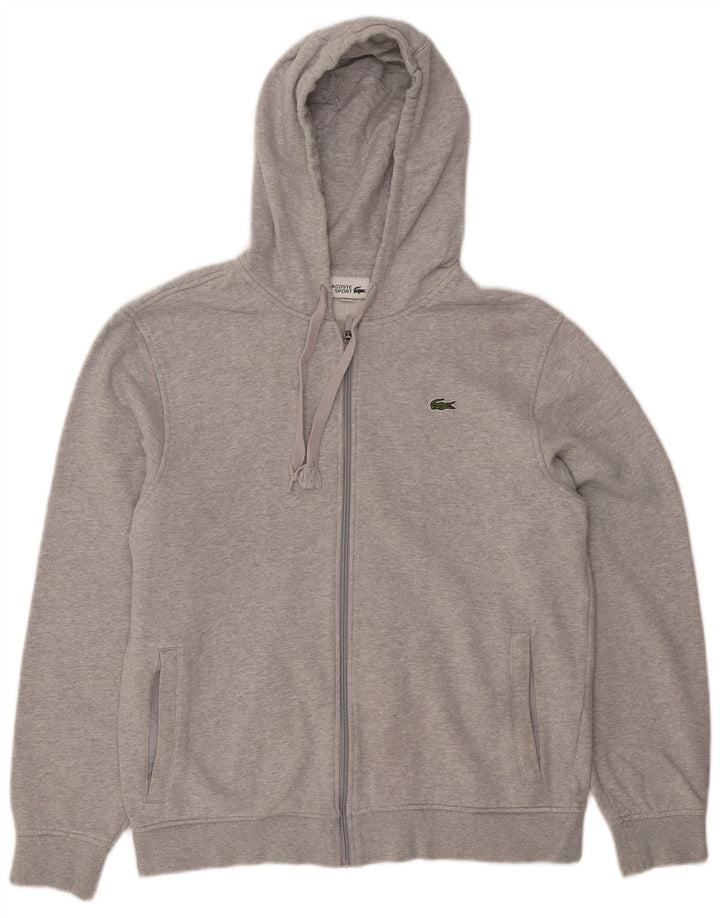 Maglione con cappuccio e zip da uomo LACOSTE taglia 5 grande cotone chiazzato grigio