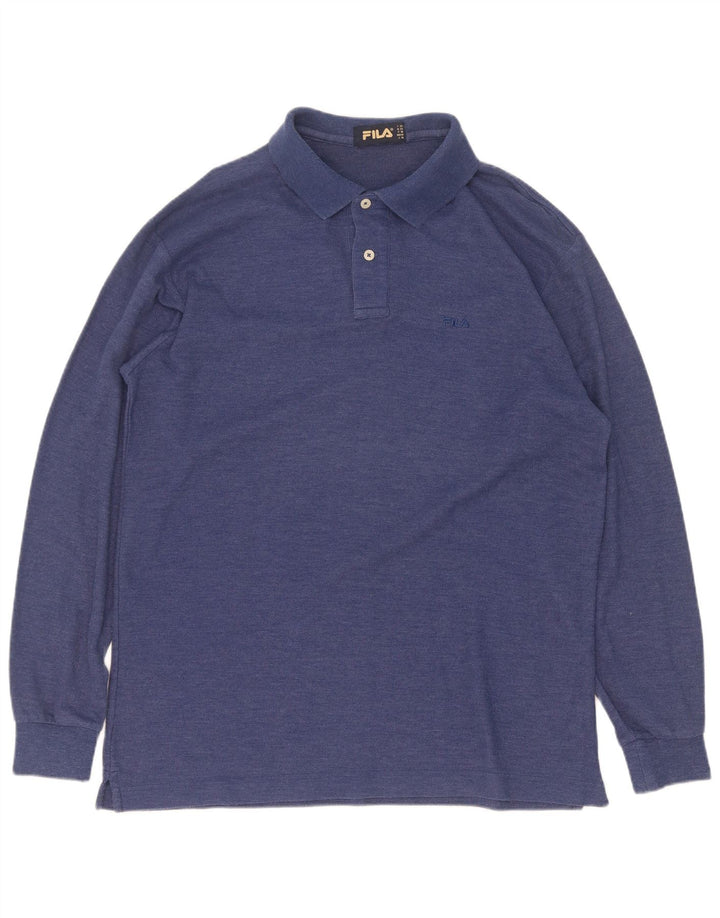 Polo Fila Uomo Manica Lunga IT 50 Blu Medio Cotone