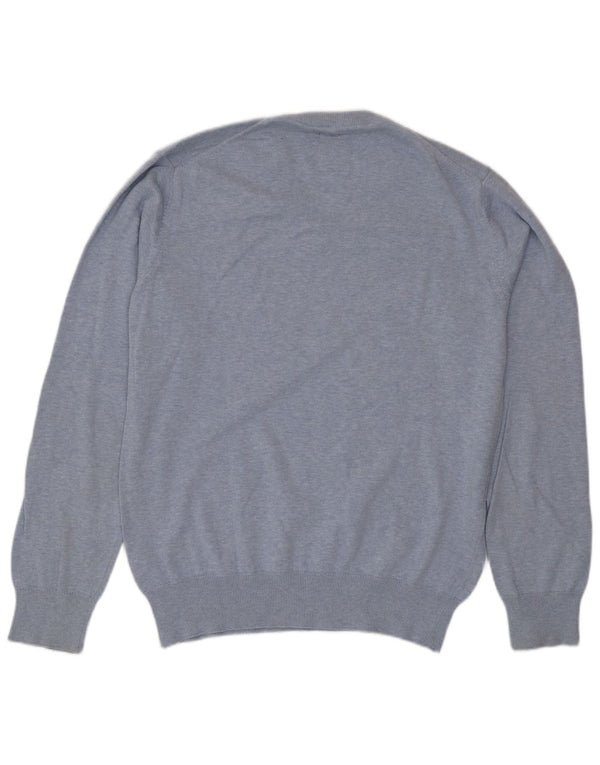 Gant Maglione da uomo con scollo a V in cotone blu medio