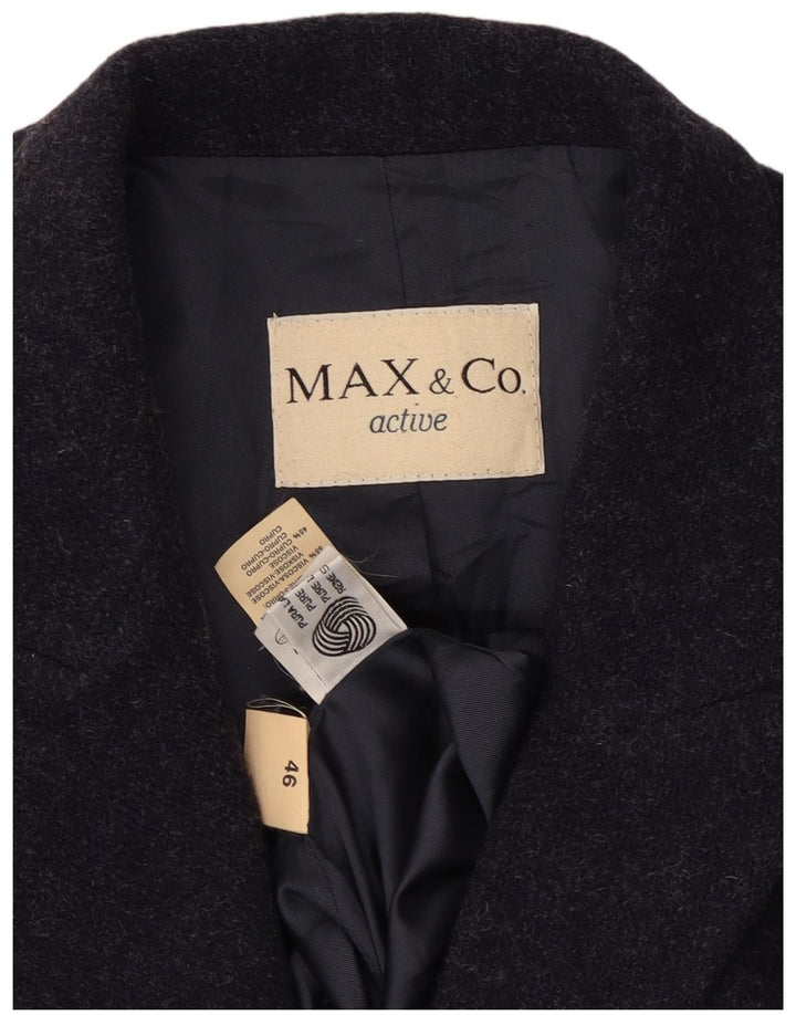 MAX & CO. Giacca blazer da donna a 3 bottoni IT 46 Large in lana blu navy