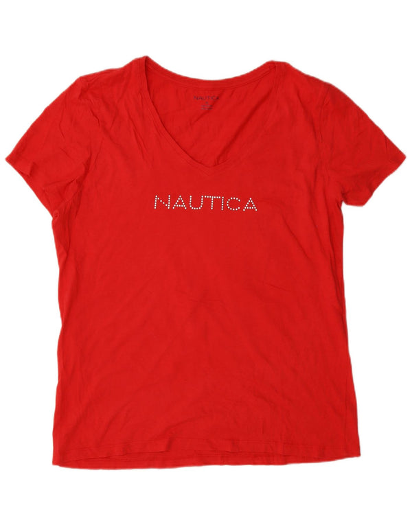 T-shirt grafica da donna Nautica Top UK 18 XL rosso cotone