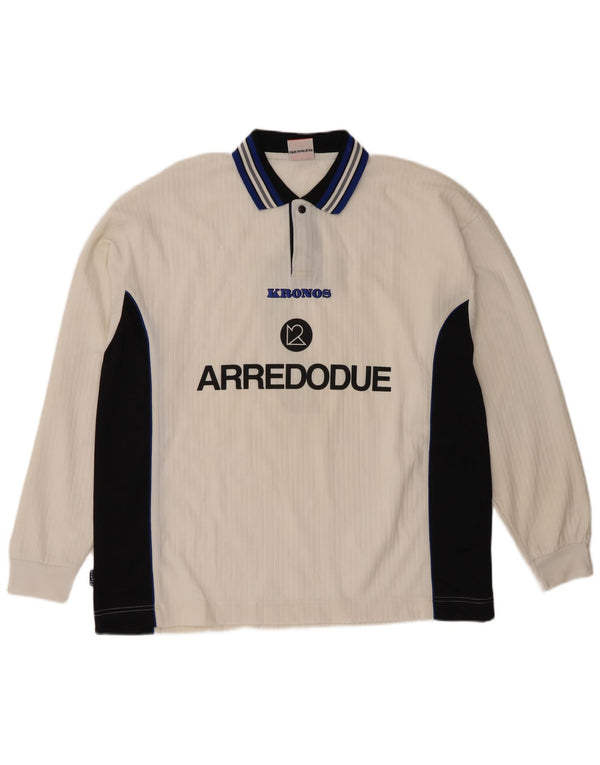 Polo da rugby grafica da uomo a maniche lunghe Kronos XL poliestere bianco