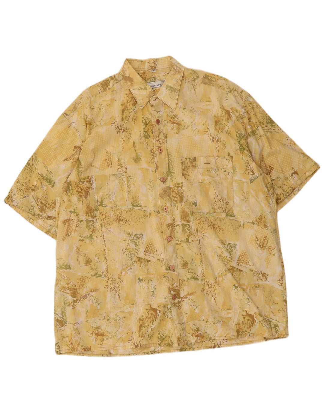 Camicia a maniche corte da uomo con motivo astratto Alpenland taglia 42 grande gialla