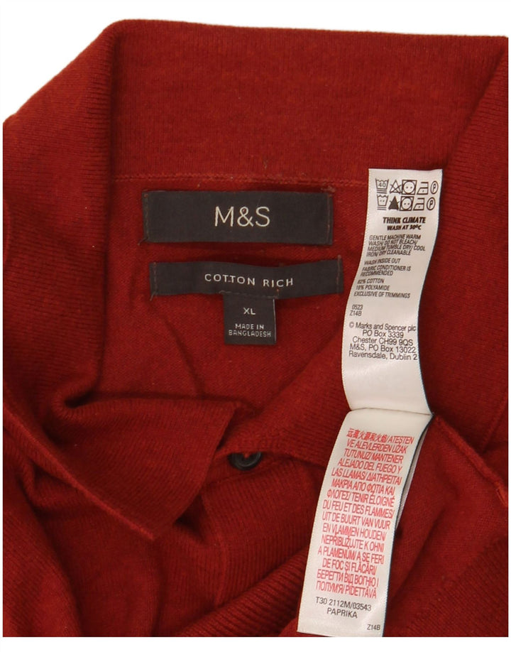 Maglione da uomo Marks & Spencer con collo alto XL in cotone rosso