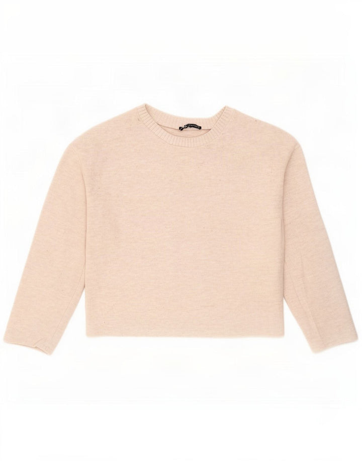 Top corto oversize da donna Zara a maniche lunghe UK 10 piccolo poliestere beige