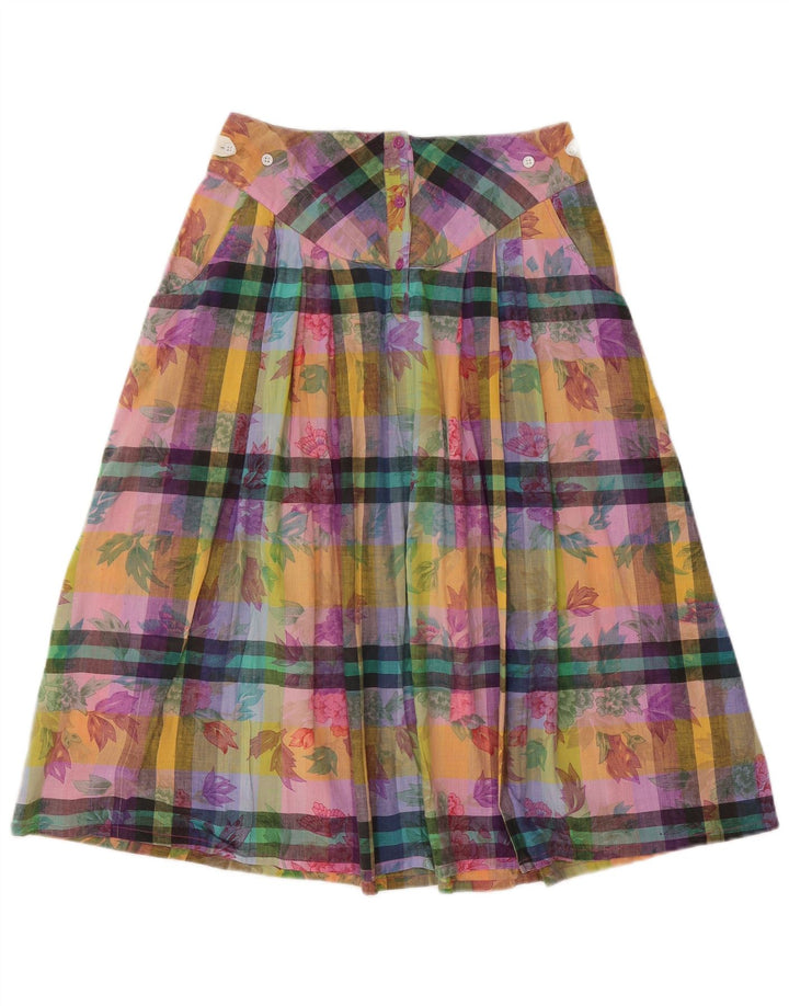 Gonna a trapezio da donna vintage media W28 in cotone floreale multicolore