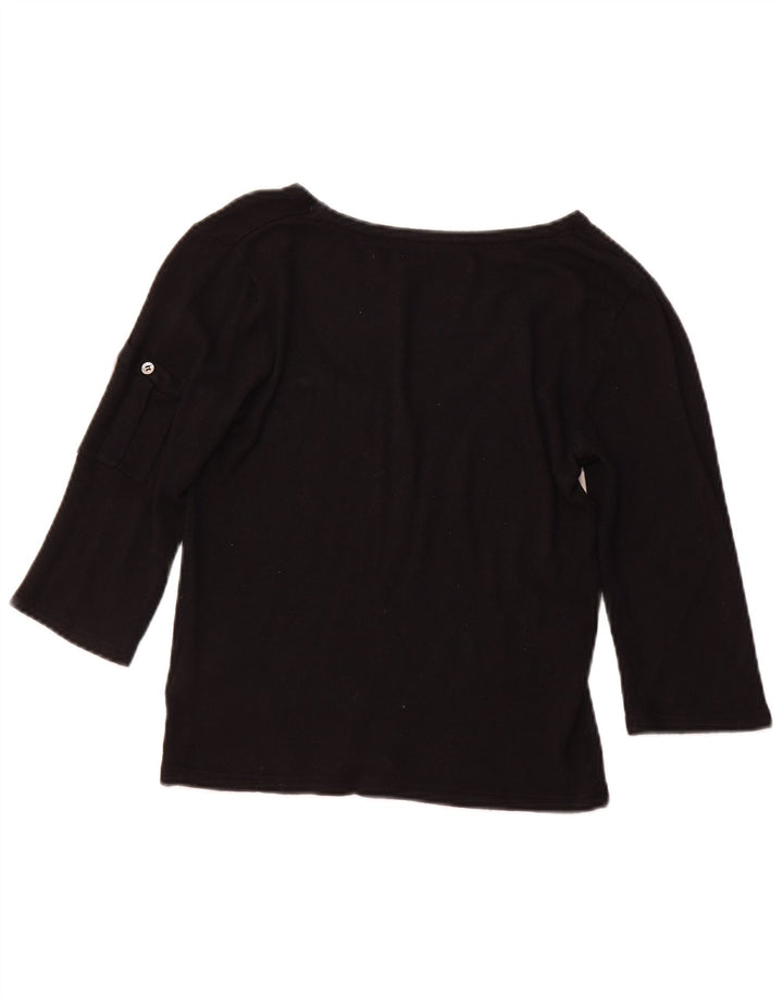 TED BAKER Top da donna manica 3/4 taglia 2 piccolo in rayon nero