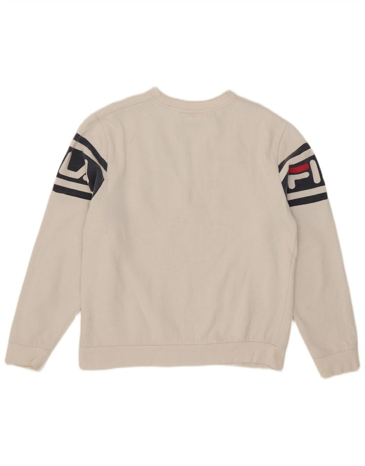 Felpa grafica da uomo Fila, maglione grande, cotone color block bianco