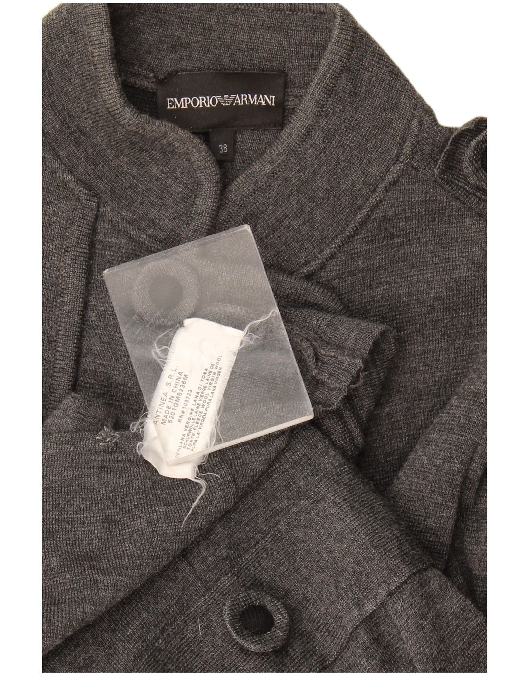 Maglione Cardigan Doppio Petto Donna Armani IT 38 XS Lana Grigia