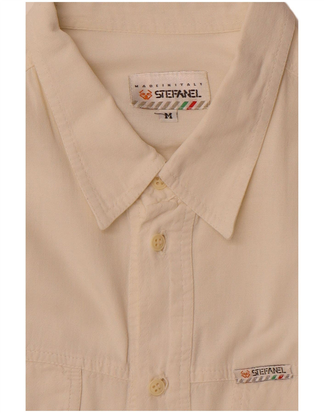 Camicia da uomo a maniche corte Stefanel in cotone bianco medio