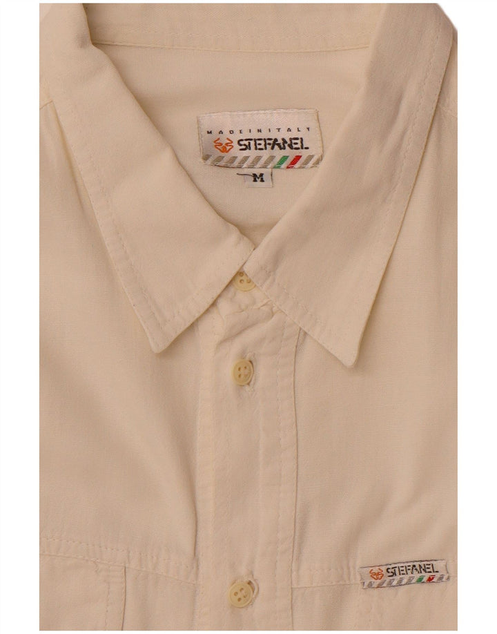 Camicia da uomo a maniche corte Stefanel in cotone bianco medio