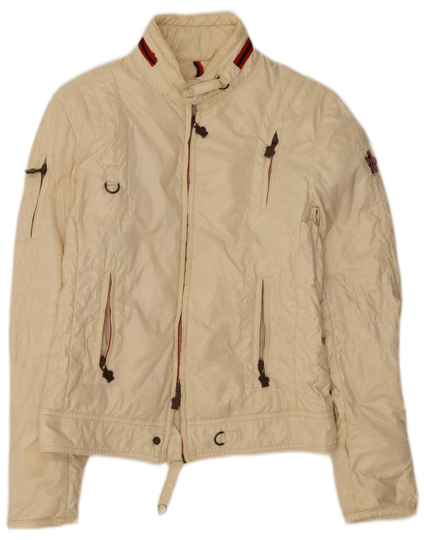 Moncler Womens Bomber Jacket Size 1 Small Off White Polyamide