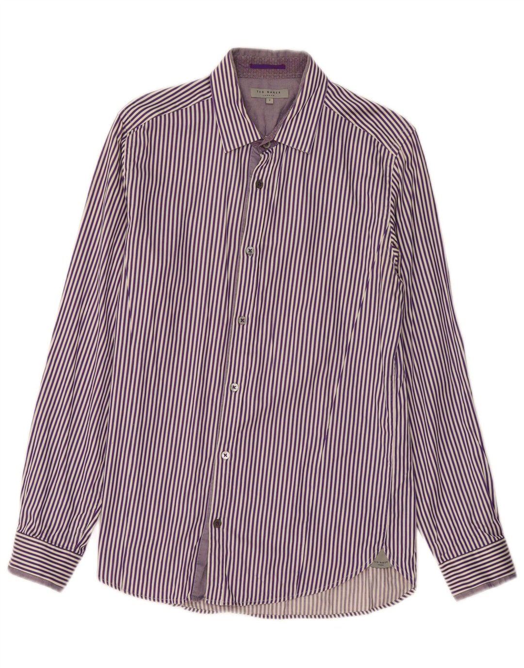 Camicia da uomo TED BAKER taglia 2 piccola in cotone gessato viola