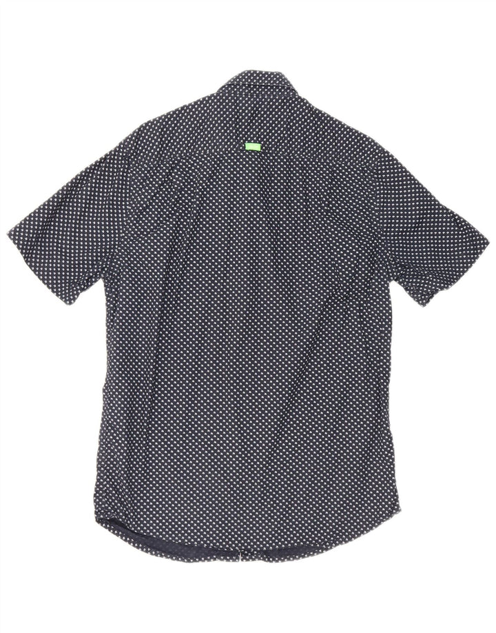 Camicia a maniche corte da uomo Superdry in cotone geometrico blu navy medio