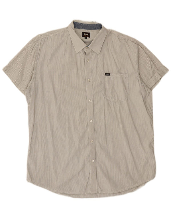 Camicia da uomo Lee XL in cotone gessato bianco