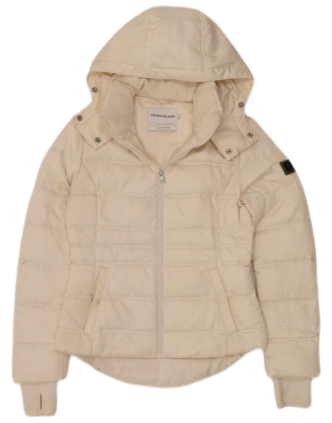CALVIN KLEIN JEANS Giacca imbottita oversize da donna UK 10 piccola bianco sporco