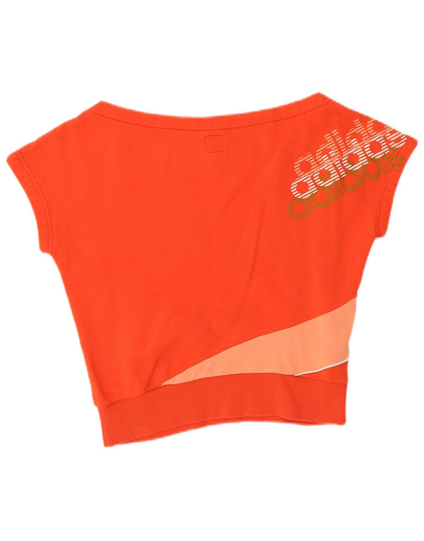 Adidas T-shirt grafica corta da donna Top UK 12 Medium Orange Colourblock