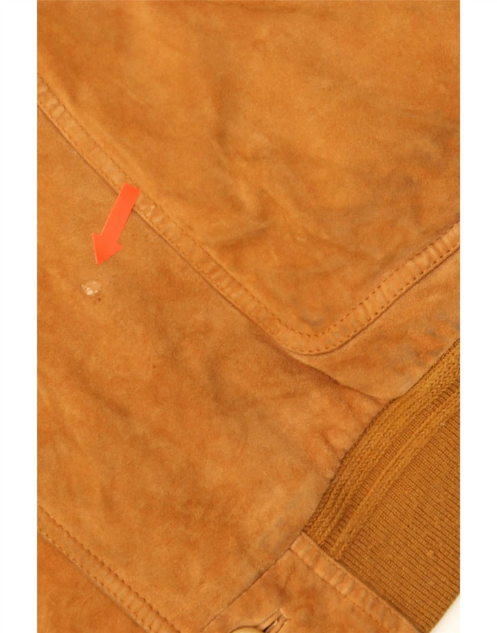 Giubbotto bomber in pelle scamosciata vintage da uomo UK 40 grande marrone