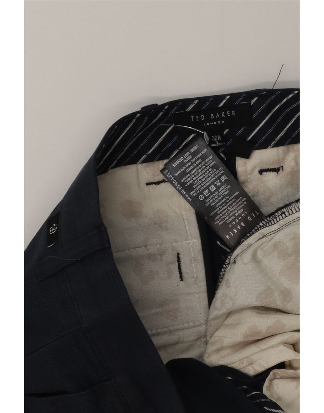 Pantaloni chino slim da uomo Ted Baker W32 L31 poliestere blu navy