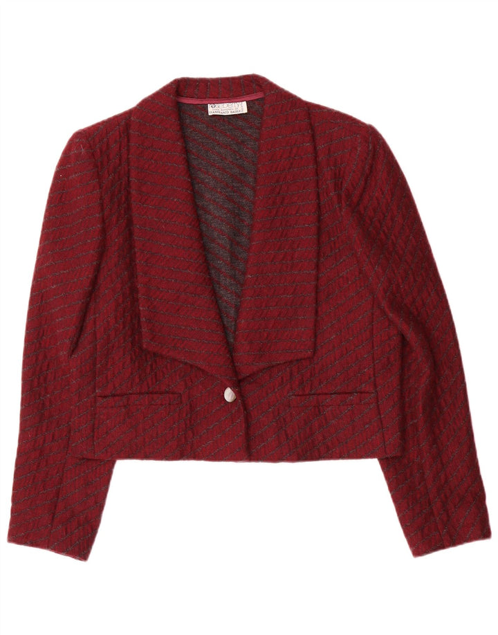 Giacca blazer vintage da donna a 1 bottone corto IT 44 a righe bordeaux medie