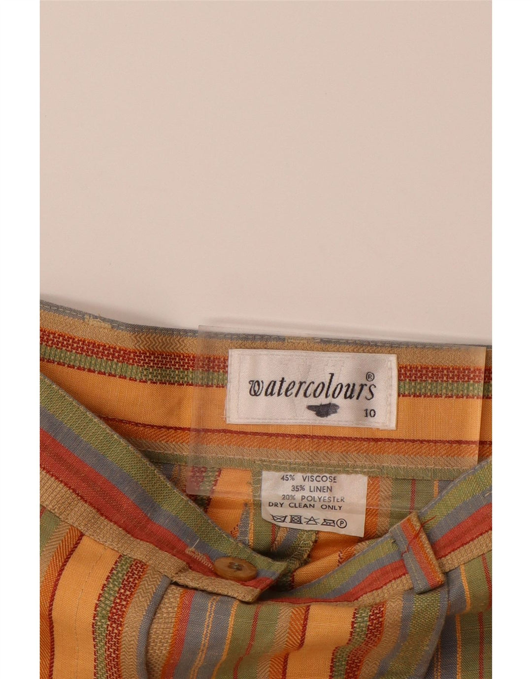 Pantaloncini chino da donna VINTAGE UK 10 piccoli W26 a righe multicolori