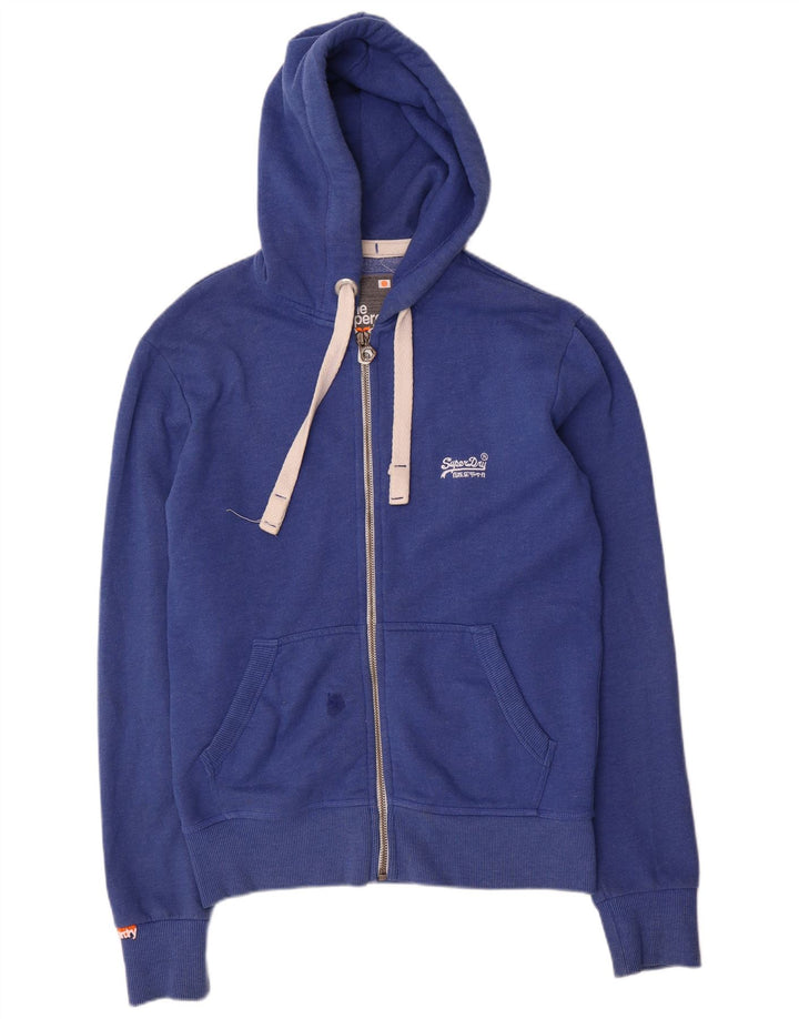 Maglione con cappuccio e zip da uomo Superdry piccolo in cotone blu