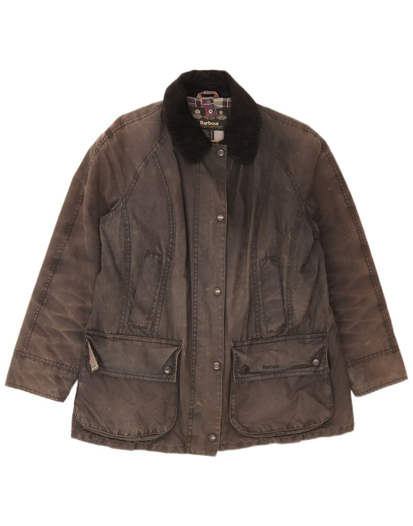 Barbour Womens Waxed Cotton Jacket UK 14 Large Grey