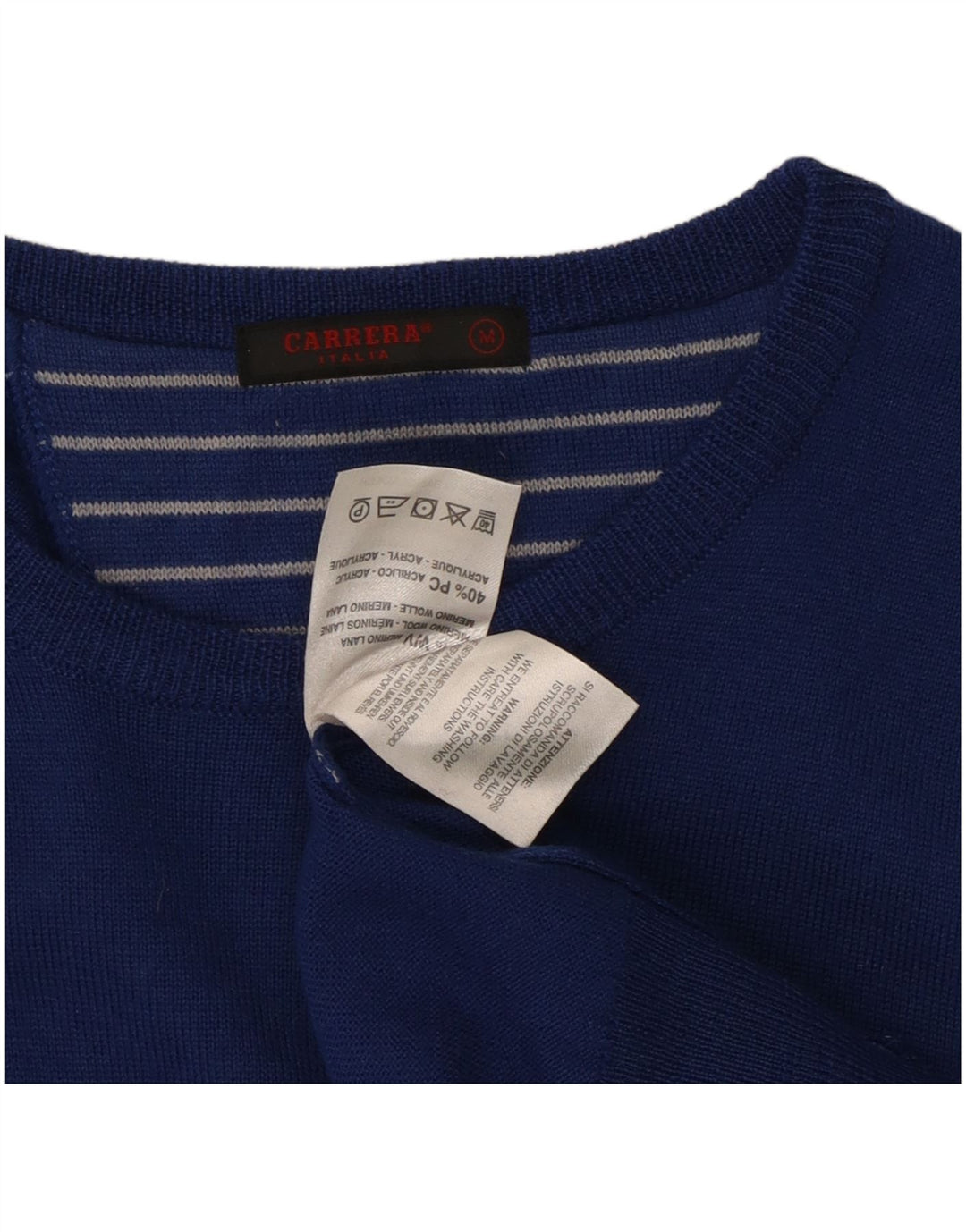 Maglione maglione girocollo da uomo Carrera blu medio in lana