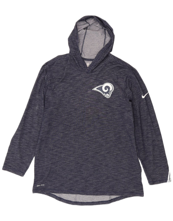 Nike Maglia da uomo a maniche lunghe con cappuccio dei Los Angeles Rams, grande, blu navy screziato