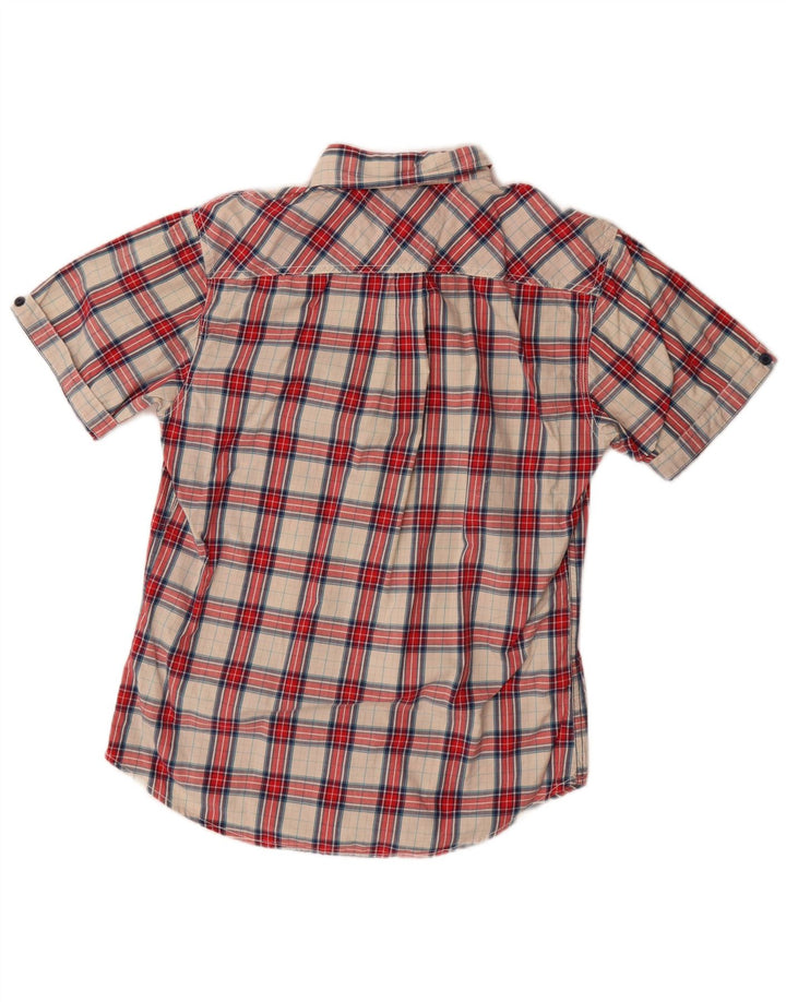 Camicia a maniche corte da uomo Tommy Hilfiger in cotone a quadri rossi medi