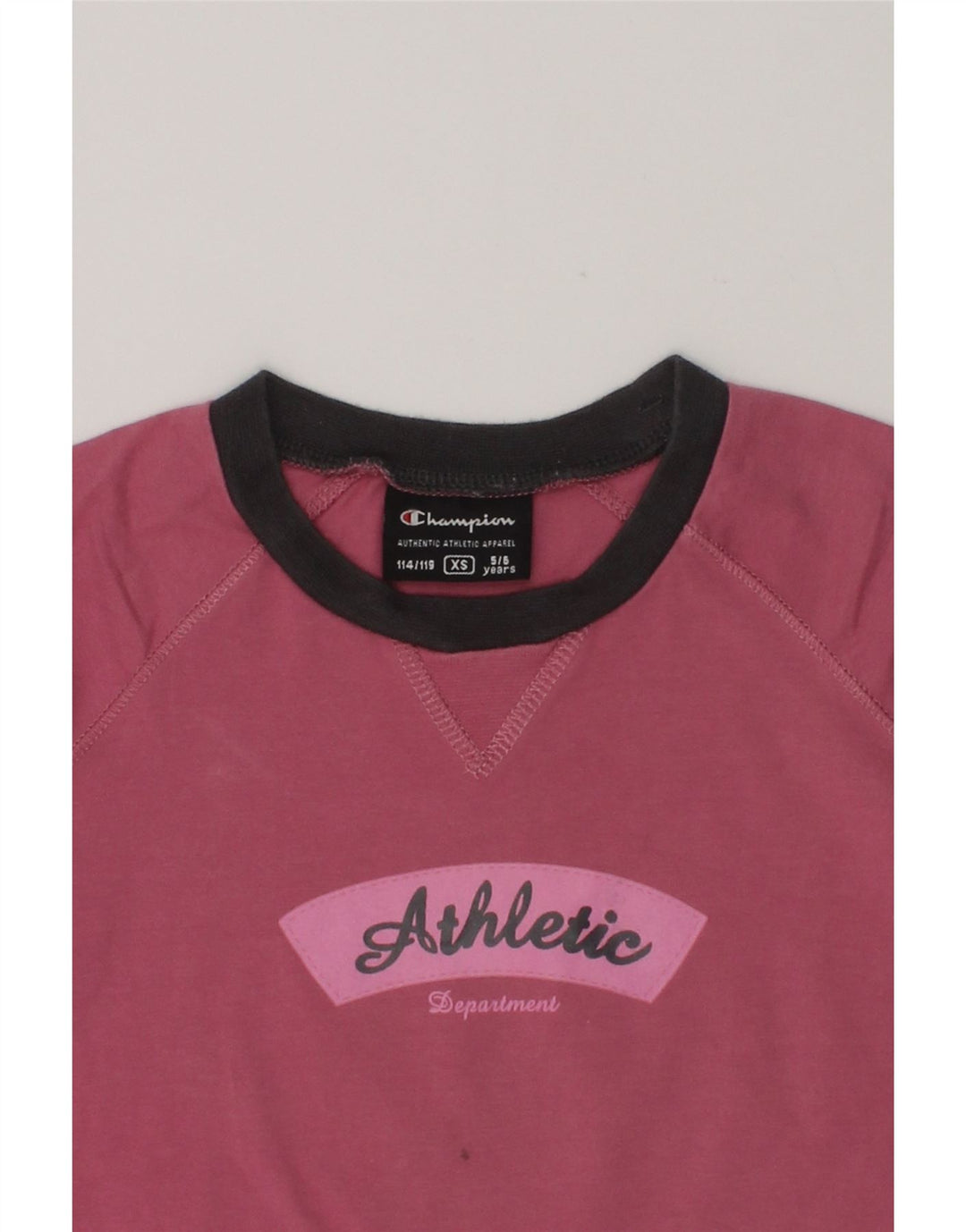 CHAMPION Girls Graphic Top Long Sleeve 5-6 Years XS Pink Cotton | Vintage Champion | Thrift | Second-Hand Champion | Used Clothing | Messina Hembry 