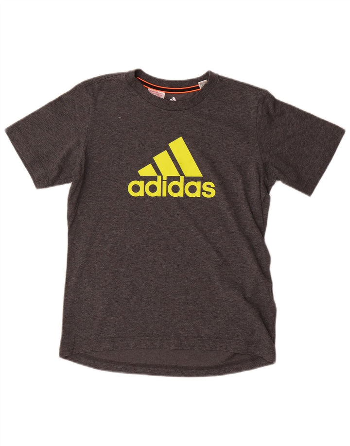 T-shirt grafica da ragazzo Adidas Top 11-12 anni in cotone grigio